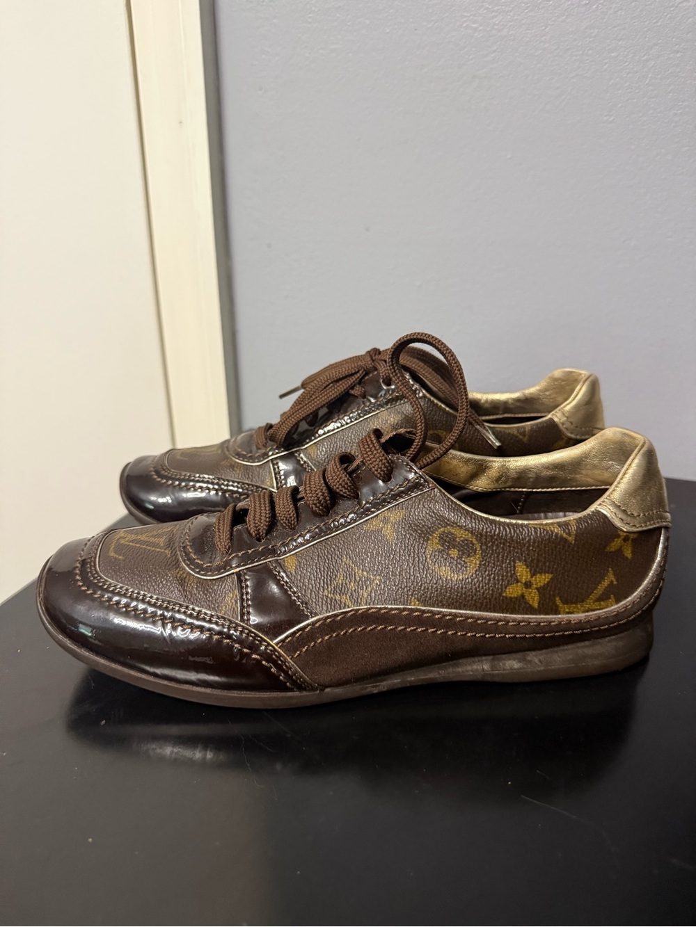 Louis Vuitton Brown & Gold Monogram Low-Top Sneakers